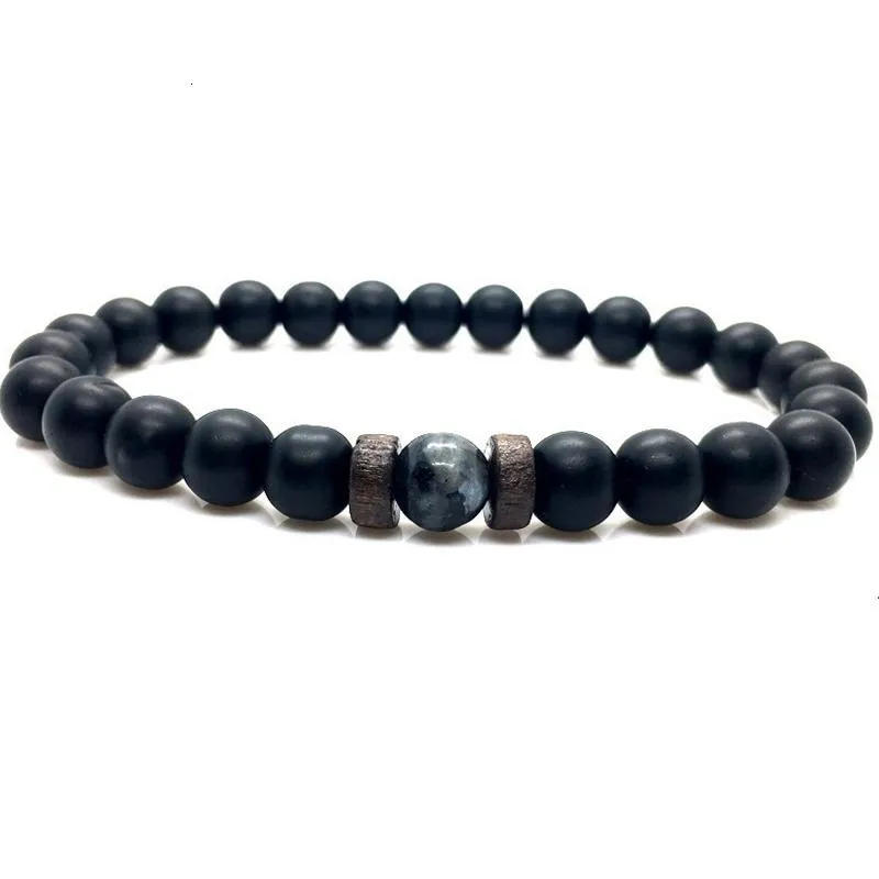 Bracelet de lave volcanique naturelle Bracelets de brin de pierre de roche perle de bois noir charme pierre bijoux femmes hommes accessoires Gift281a