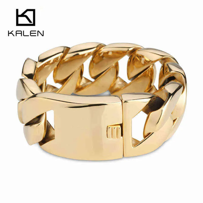 Kalen High Quality 316 Stainless Steel Italy Gold Bracelet Bangle Men's Heavy Chunky Link Chain Fashion Jewelry Gifts 220119270q