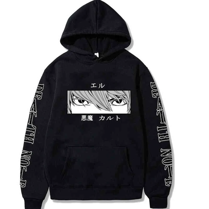 Harajuku Death Note Unisex Bleach Hoodie With Japanese Anime L