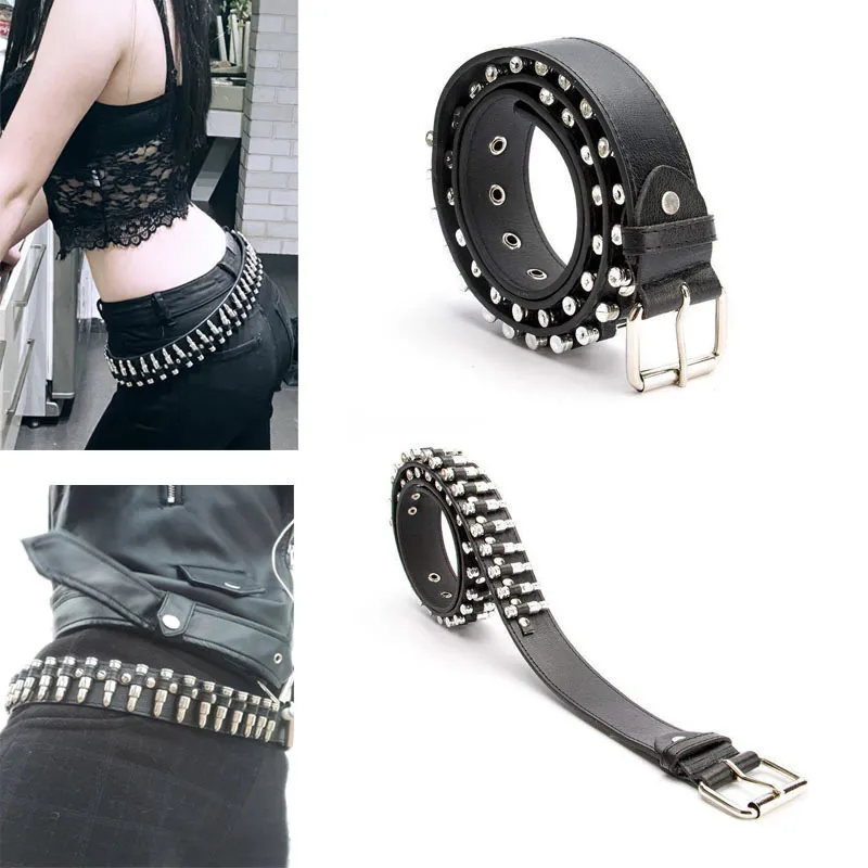 Mode dames en cuir Punk ceinture cloutée Rivet balle ceinture Goth Jeans vapeur Punk Rock femmes taille ceinture Cool accessoires 2203019392545