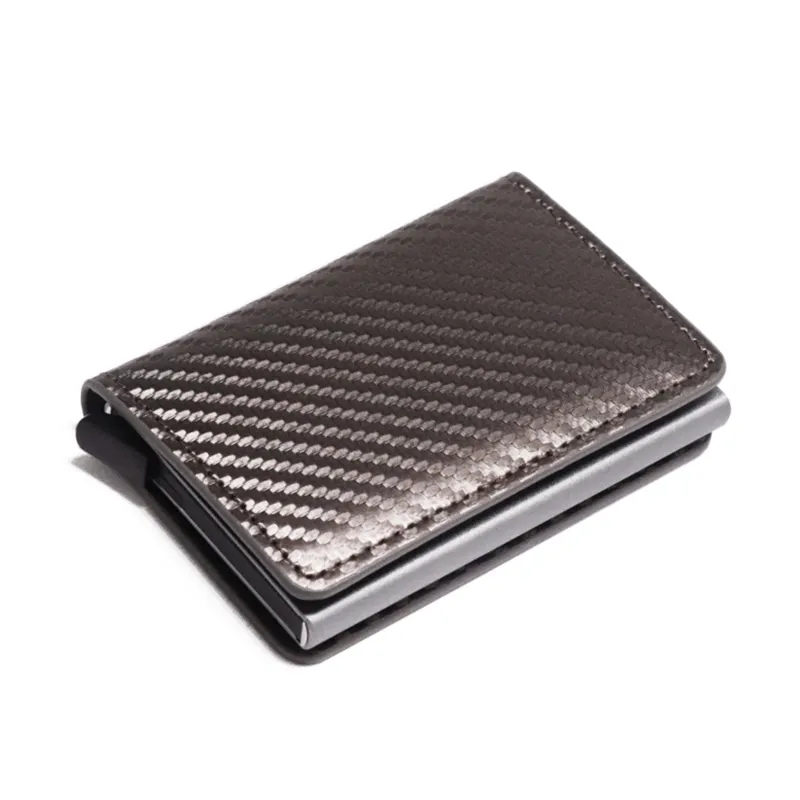 RFID -Blockierung von Kohlefaser Slimwallet Aluminium Kreditkartenhalter Metall Business ID -Karteninhaber Slim Card Case Mini Wallet für MEN227C