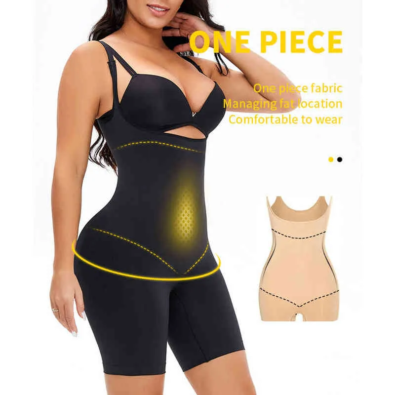 Body modellante da donna Body modellante Butt Lifter Modellante Pantaloni a metà coscia Controllo pancia Supporto toracico Body Shaper Miglioramento 220125