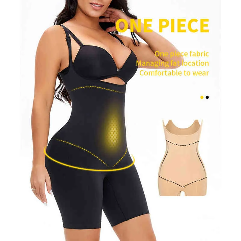 Women Shapewear Sculpting Bodysuits Butt Lifter Shaping Mid-Thigh Length Pants Tummy Control Chest Support Body Shaper Enhancing 220125