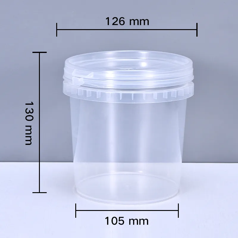 Cubo de plástico redondo de 1000 ml con tapa, contenedor de calidad alimentaria para miel, agua, crema, cereales, cubo de almacenamiento, 10 Uds. / lote C0116301S