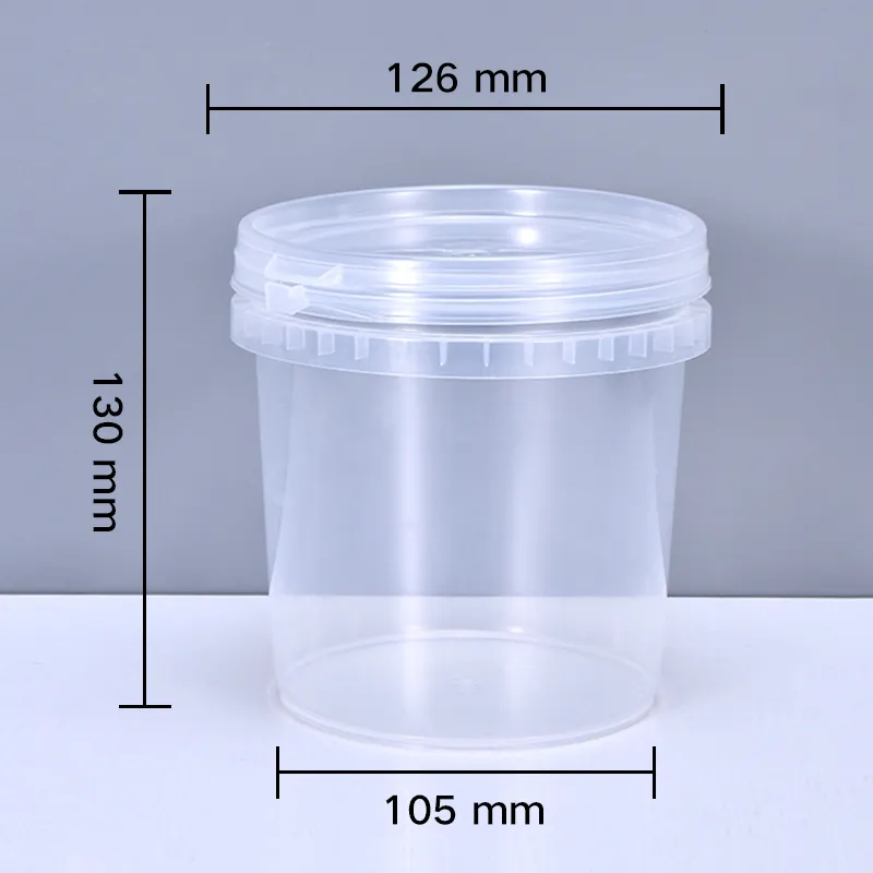 Seau en plastique rond de 1000ML avec couvercle, récipient de qualité alimentaire pour seau de stockage de céréales de crème d'eau de miel, de 10 pièces C01163346