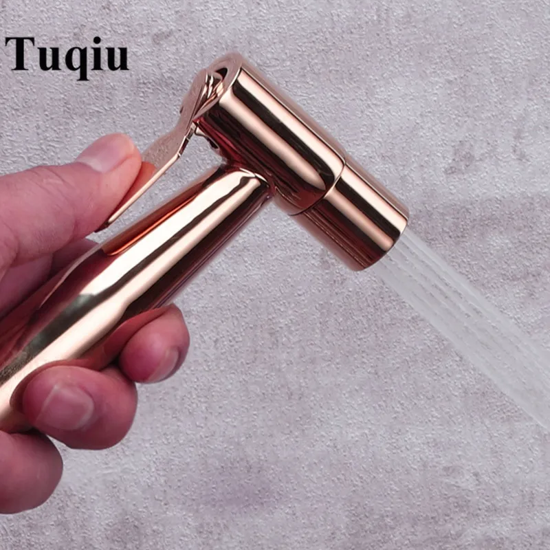 Tuqiu Hand Bidet Sprayer Douche Toilettenset Rose Gold Messing Shattaf Duschkopf Kupfer Set Jet Wasserhahn Y200321