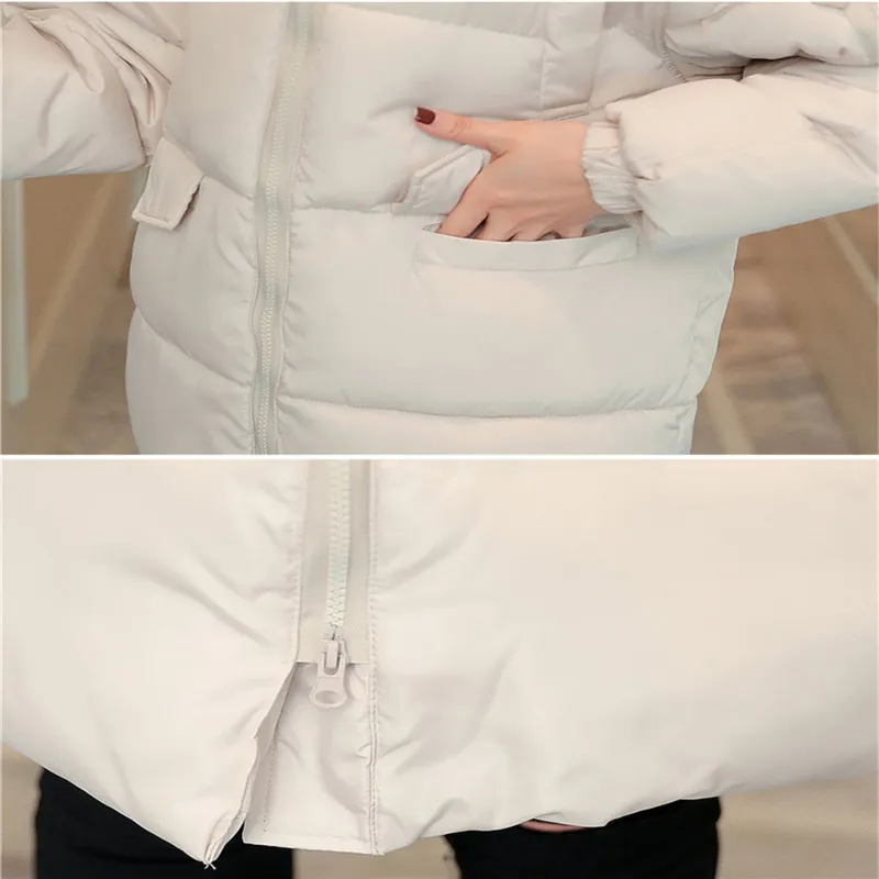 Nova outono inverno mulheres parka zipper sólido manga comprida com capuz de comprimento médio grosso outwear casaco casaco de moda algodão 201208