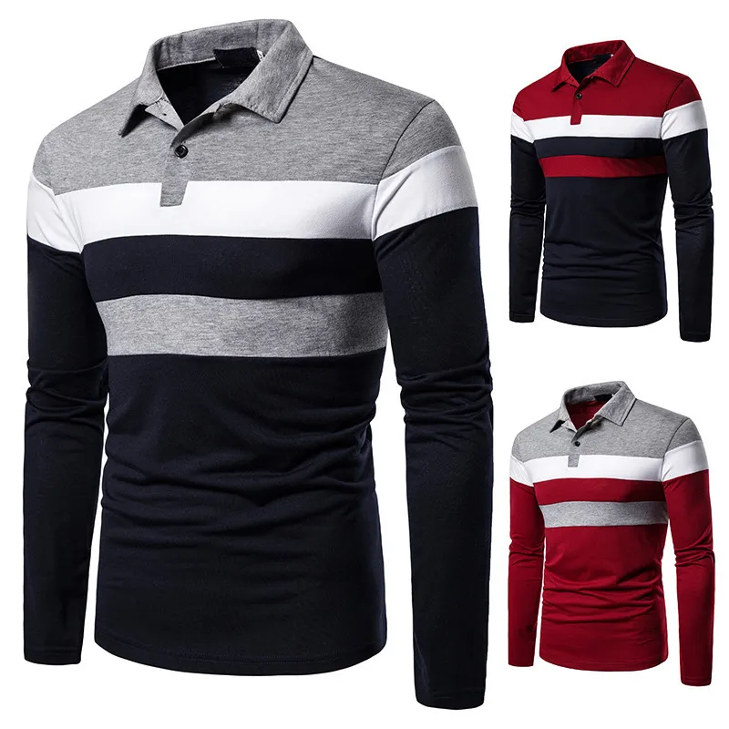 Men T Shirt Long Sleeve T Shirt Tri color Stitching menT Shirt Fashion sports leisure LJ200827