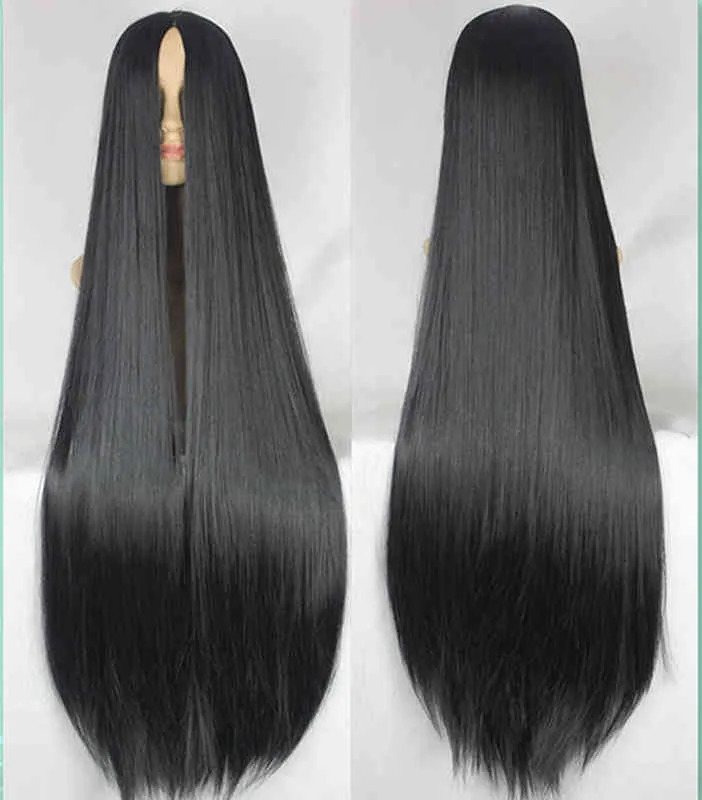 Haarstuk FEI Toon Zwarte Pruik 100cm 40 inches Synthetisch Hittebestendig Vezel Lange Halloween Carnaval Kostuum COS Spelen Straight Hair 0121