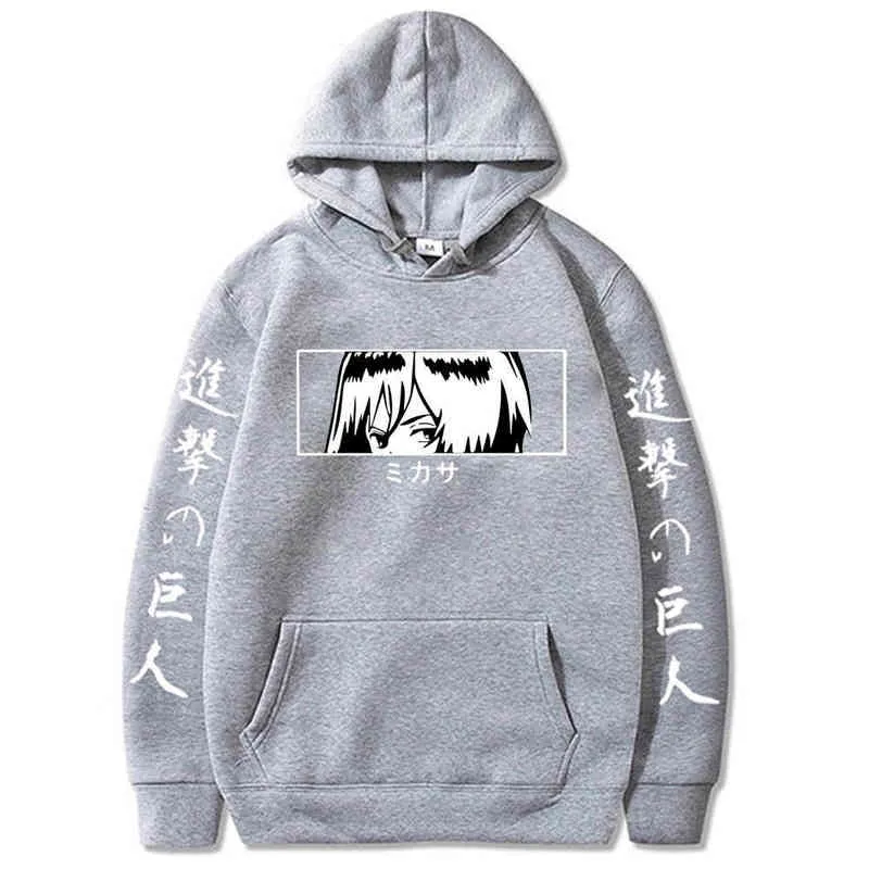 Harajuku Anime Attack op Titan Hoodies Mikasa Ackerman Sweatshirt Streetwear Pullovers Tops H1227