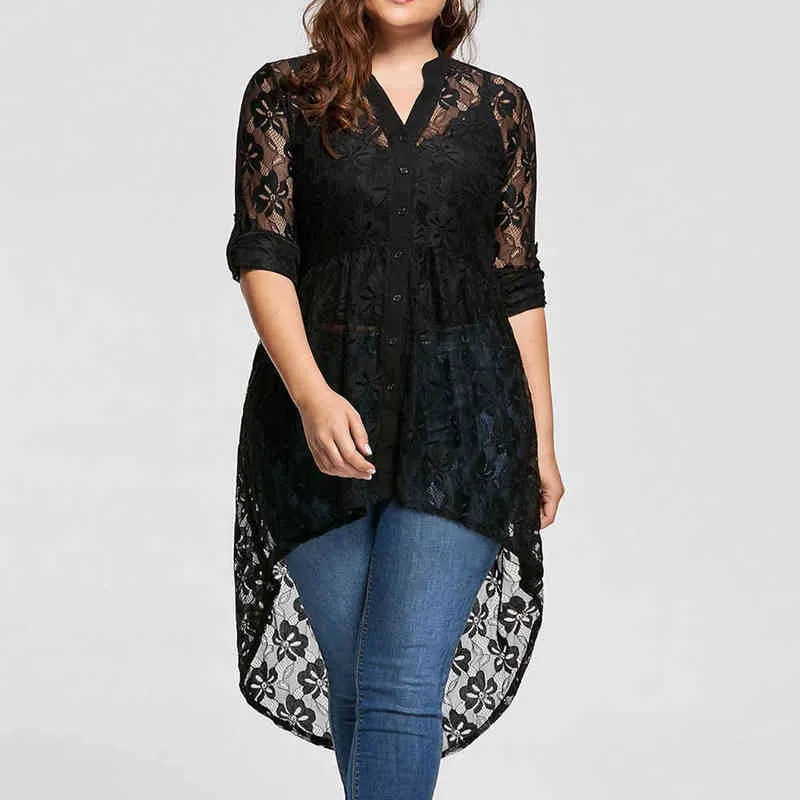 Mulheres Plus Size Blusa Peparme Longo Manga Longa Laço Laço Floral Camisas Túnicas Mulheres V-Pescoço Botão Tops e Blusa Grande Tamanho #YJ H1230