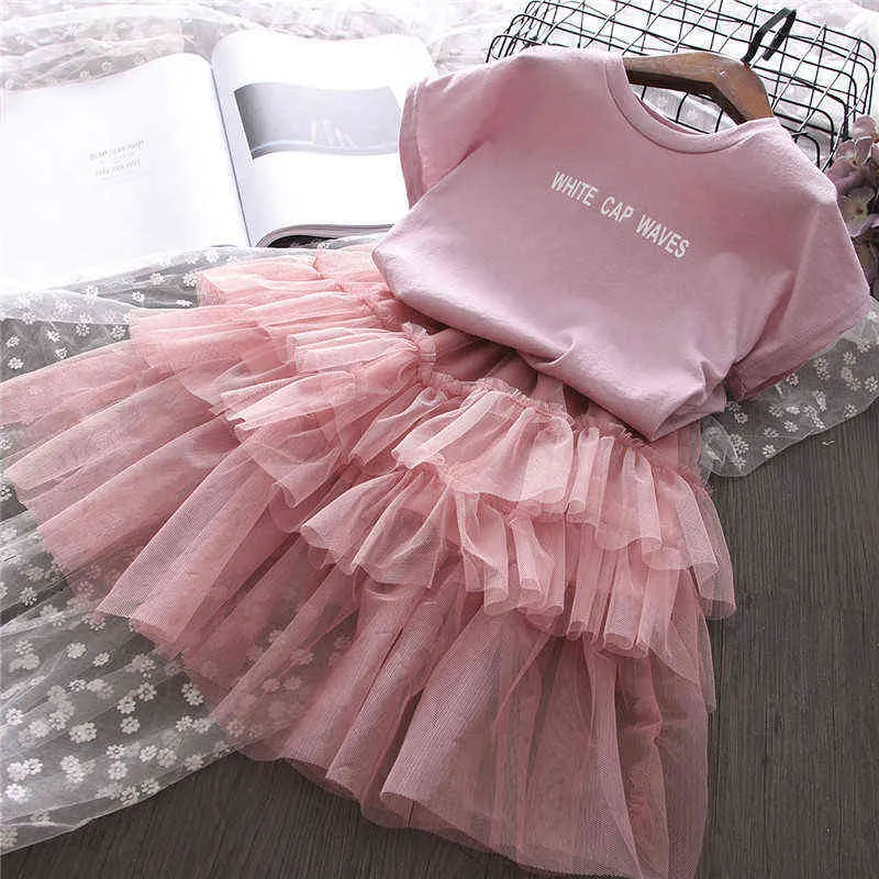 Fashion Girls Clothes Set Summer Shirt and Tutu Jirt Clothing Set for Kids Baby Casual Set 2019 New Children Wear G220310