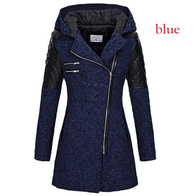 Cappotto di lana vintage nuovo stile da donna Cappotto trench sottile Lady Cappotto con cappuccio Peacoat Cappotto di lana invernale Giacche Outwear Plus Size 5XL