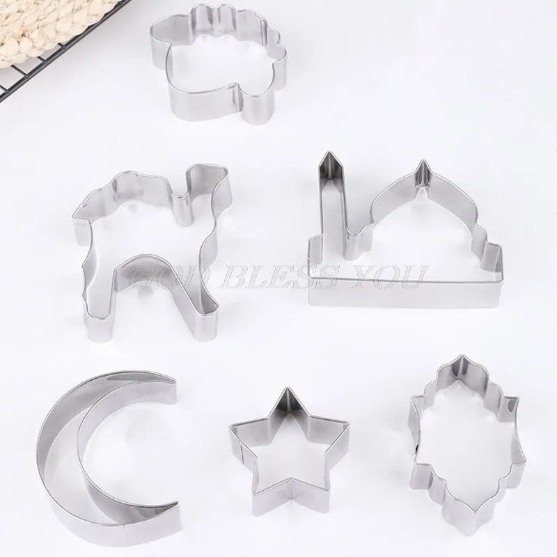 Eid Mubarakramadan Cookie Cutters DIY Moon Estrela Biscoito Cortadores Bolo Molde de Bolo Ferramentas Ramadan Kareem Party Decor T200703