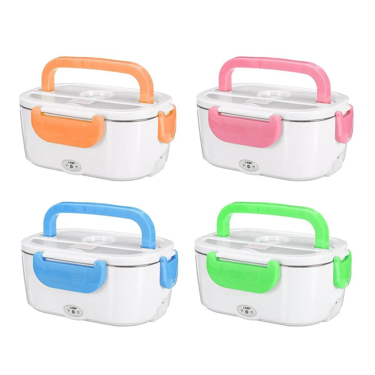 Portable Electric Lunch Box 2 in 1 Car& Home US Plug/EU Plug 12V 110V 220V Stainless Steel/Plastic Food Container T200710