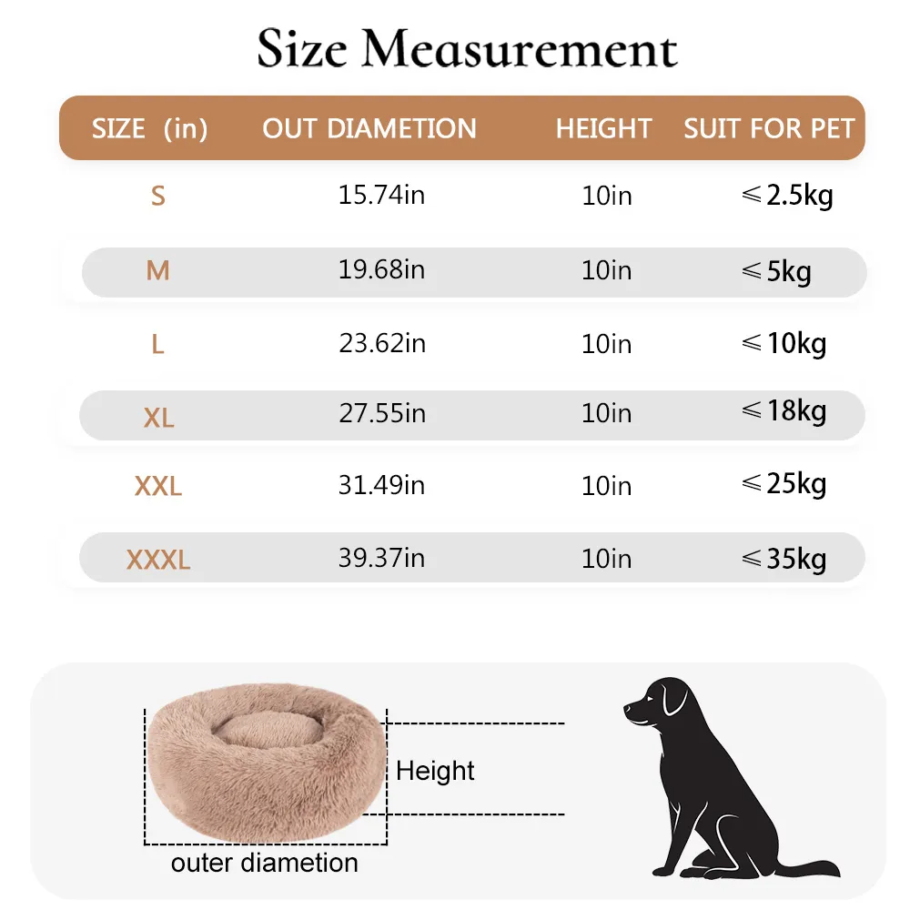 긴 플러시 애완견 침대 편안한 도넛 껴안는 사람 둥근 개집 부드러운 빨 수있는 세탁기와 고양이 쿠션 겨울 따뜻한 LJ201028