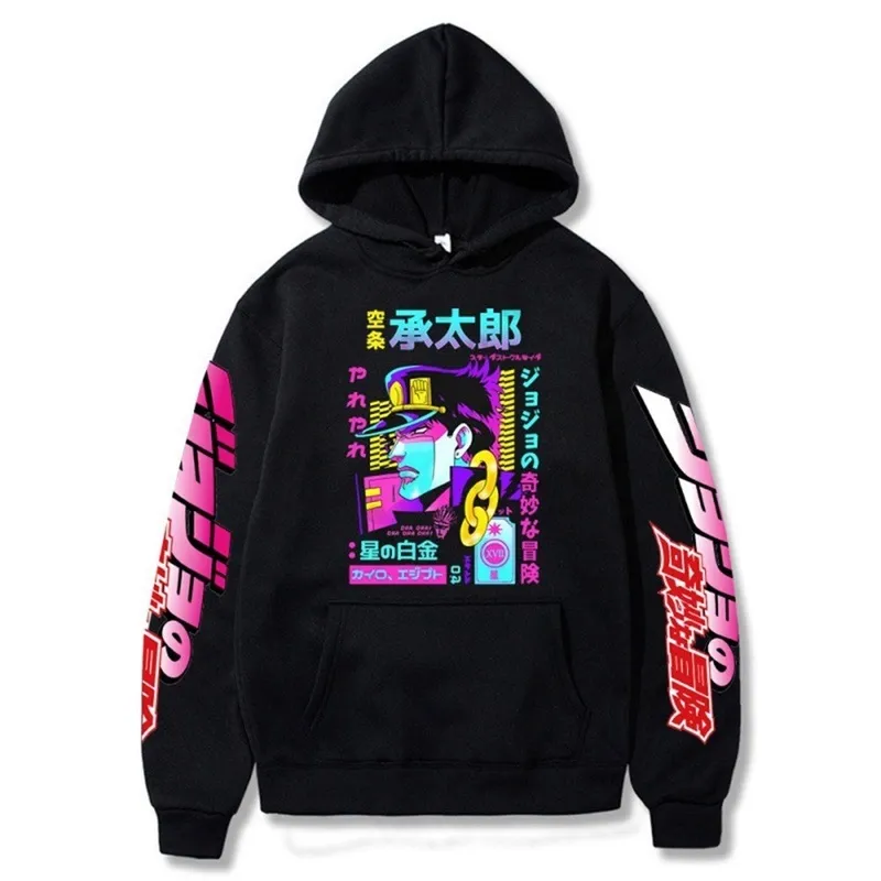 Anime JoJo's Bizarre Adventure Bedruckte Hoodies Hip Hop Sweatshirts Langarm Pullover Lose Print Streetwear für Männer und Frauen 220214