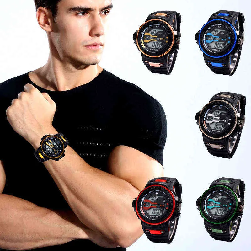 Gli uomini sportivi impermeabili da esterno 30M guardano gli orologi elettronici a LED multifunzionali da uomo di moda G Style Shock 220121
