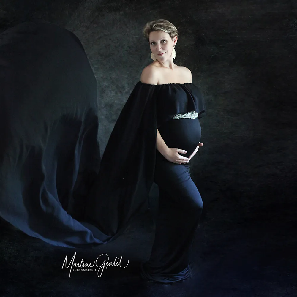 Nouvelle maternité Maxi Robes Vêtements enceintes Ceinture brillante Vêtements de maternité Robe longue pour les femmes enceintes Photographie Props LJ201114