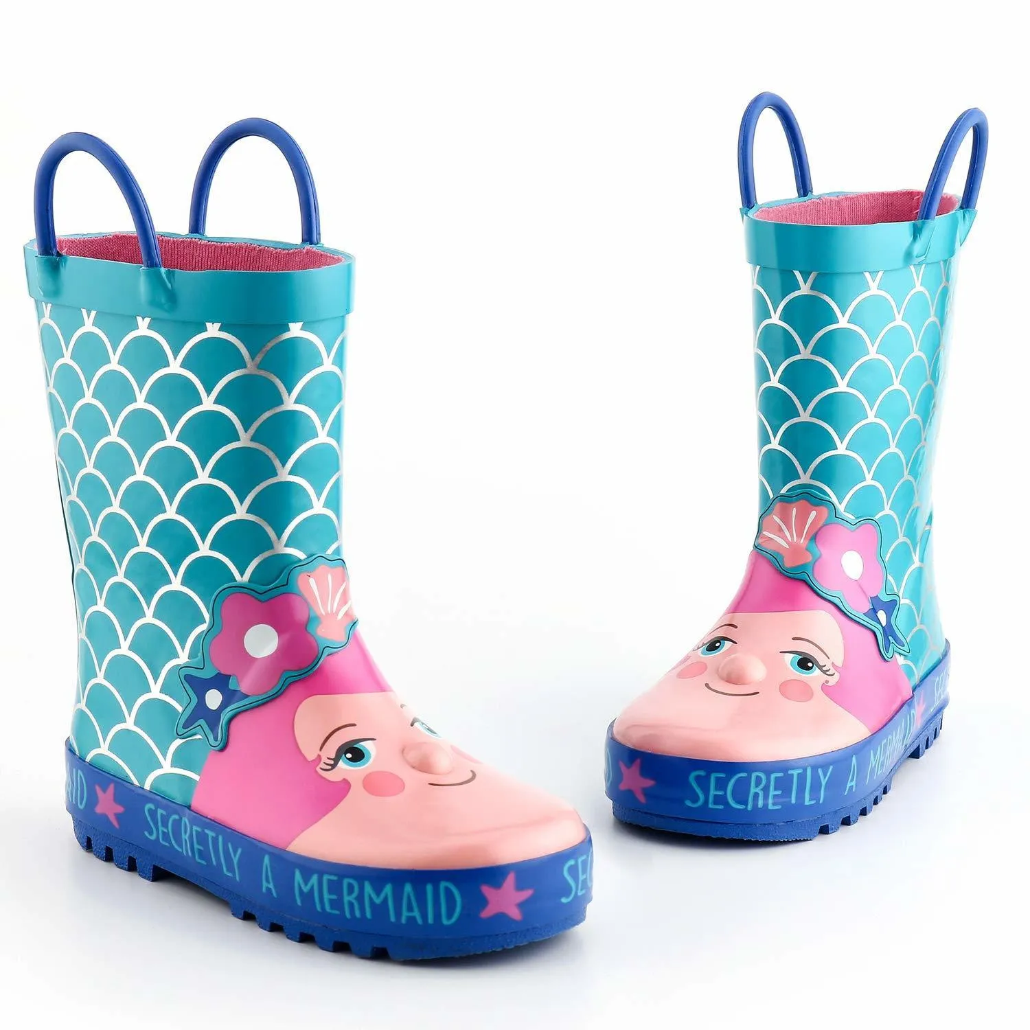 KushyShoo Stivali da pioggia bambini Stivali di gomma bambini Modelli di sirene adorabili Stivali bambini Stivali da pioggia ragazze Scarpe da acqua bambini LJ201201