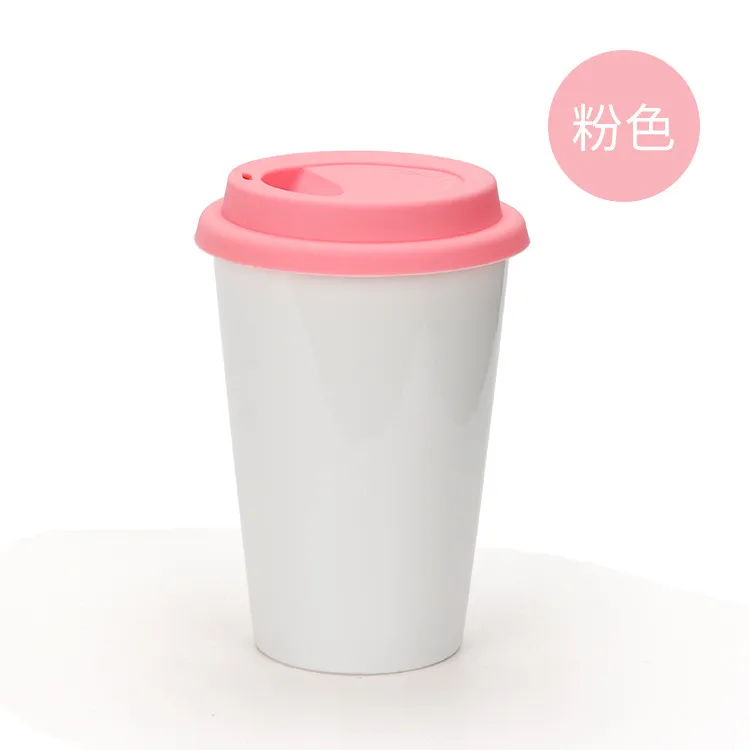 DIY Angepasst Logo 350ML 12 unzen Kegel Form Keramik Becher Kaffee Milch Tee Tasse Sublimation Leere Becher Tasse mit Silikon Abdeckung 0301