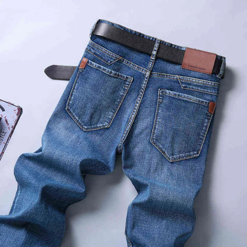 Frühling Herbst 2020 Männer Smart Jeans Business Mode Gerade Regelmäßige Blau Stretch Denim Hosen Klassische Männer Plus Größe 28-40 G0104