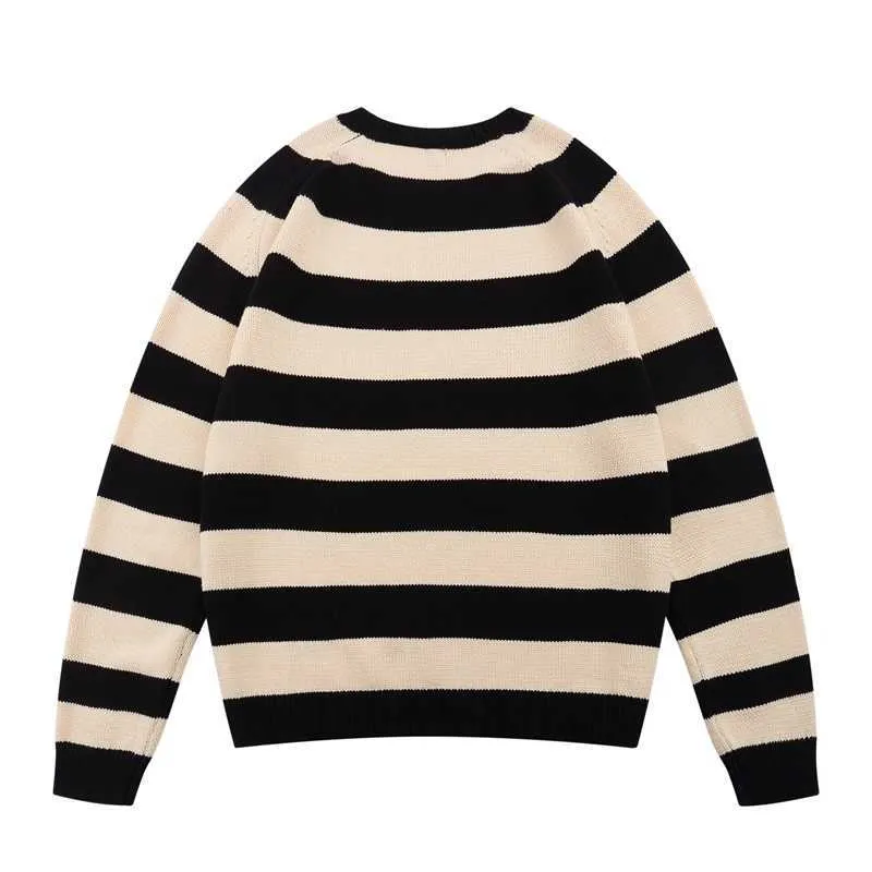 Men's Sweaters Human made autumn winter love embroidered striped sweater for men and women loose casual Pullover Sweater