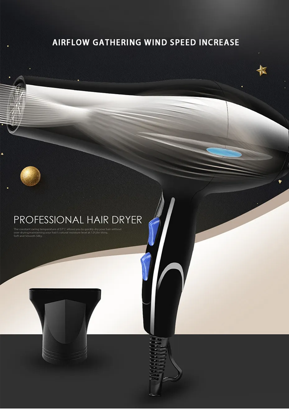 2200W Powerful Professional Hair Dryer Tools Dryer Negative Ion Hair Dryers Electric Blow Dryer Hot / Cold Air Blower