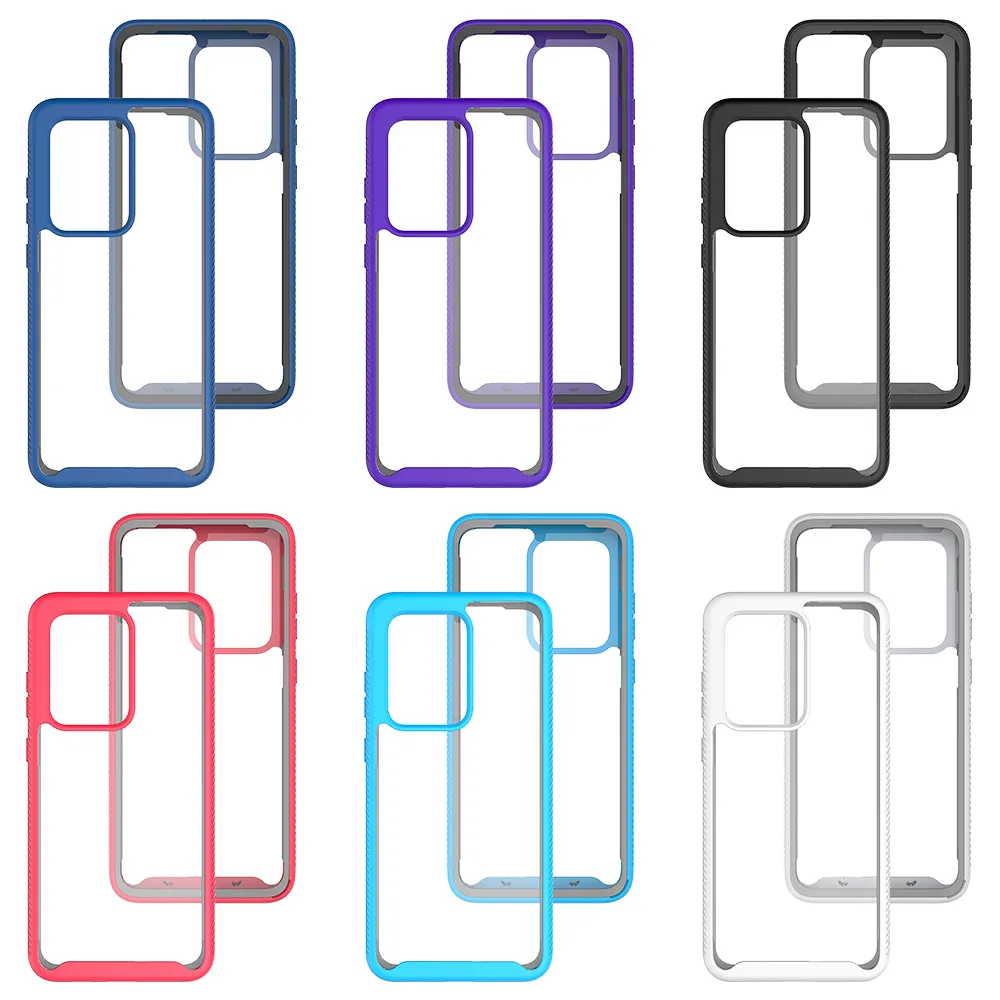 2 in 1 Hybrid Hard + TPU Case for Samsung Galaxy S21 Ultra S20 S10 Plus S10e 5G Note 10 Pro Shockproof Shield Transparent Case