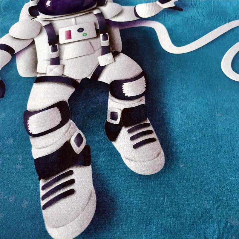 Cartoon Rocket Astronauta 3D Dywan Kids Room Space Flanel Gąbka Mata Piętro Dywan Śliczne Czołganie Zagraj Wedside 220301