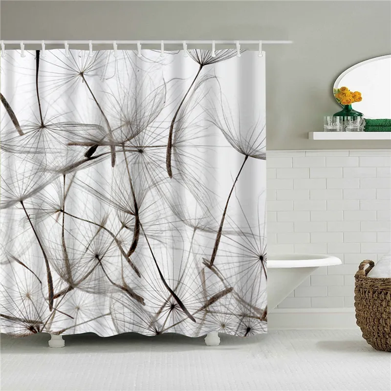 Modèle de pissenlit rideau de douche rideaux de bain imperméables avec 12 crochets pour la salle de bain décoration en polyester écran T200711