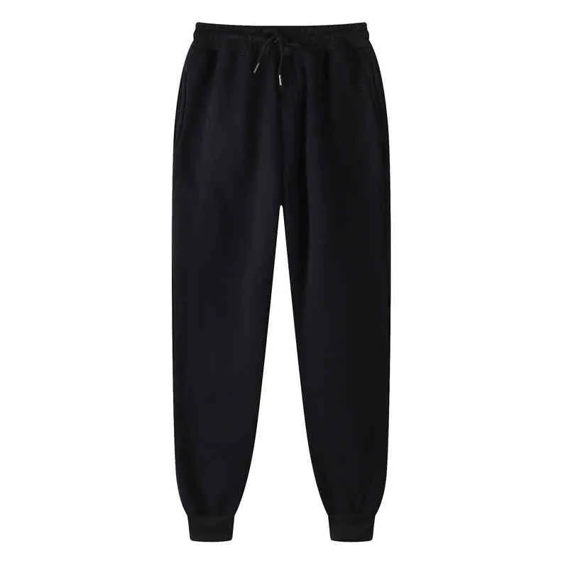 Homens e Mulheres Inverno Calças Casuais Coreano Moda Pantsuit Jogging Outono Preto Branco Esporte Calças Sólida Cor Diária Sweatpants 220119