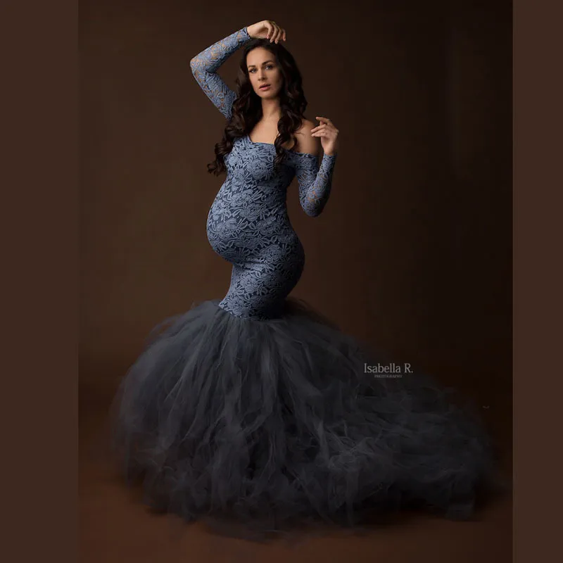 Сексуальное кружевное платье для беременных без рукавов с длинным рукавом и сеткой для беременных Макси платья для Po Shoot Платье для беременных Y200805280W