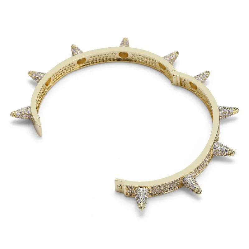 Topgrillz Spikes Prowt Stud Mens Charm Banglets Bangle out Gold Silver Color Hip Hop Punk Gothic Bling Jewelry 2202222871