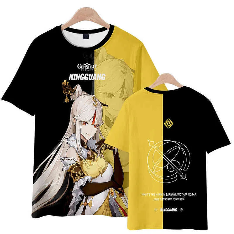 ニュージェンシンインパクトTシャツホットゲーム3Dプリントストリートウェアアニメカワイイガールメンズ女性ファッションTシャツ原宿キッズボーイティートップスY220214