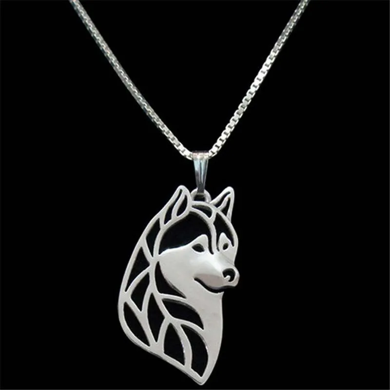 2020 Sprzedawanie naszyjników łańcuchowych aluminiowy pies zwierząt wisiorek husky srebrny naszyjnik Masowa biżuteria w całości dostawę 4384965