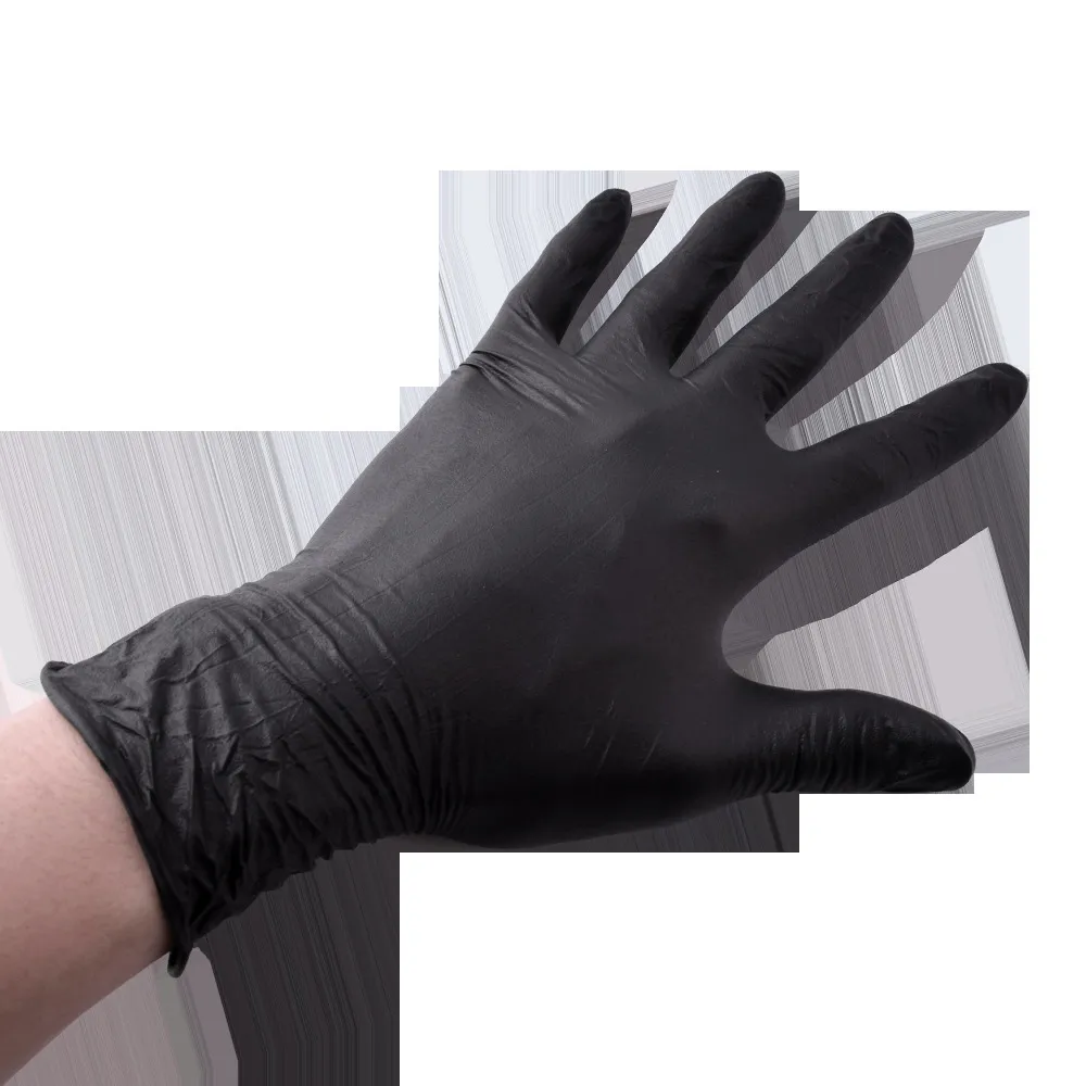 100 stks / partij monteur handschoenen nitril poeder gratis handschoenen huishoudelijke schoonmaak wassen zwarte laboratorium nail art anti-statische handschoenen 201021