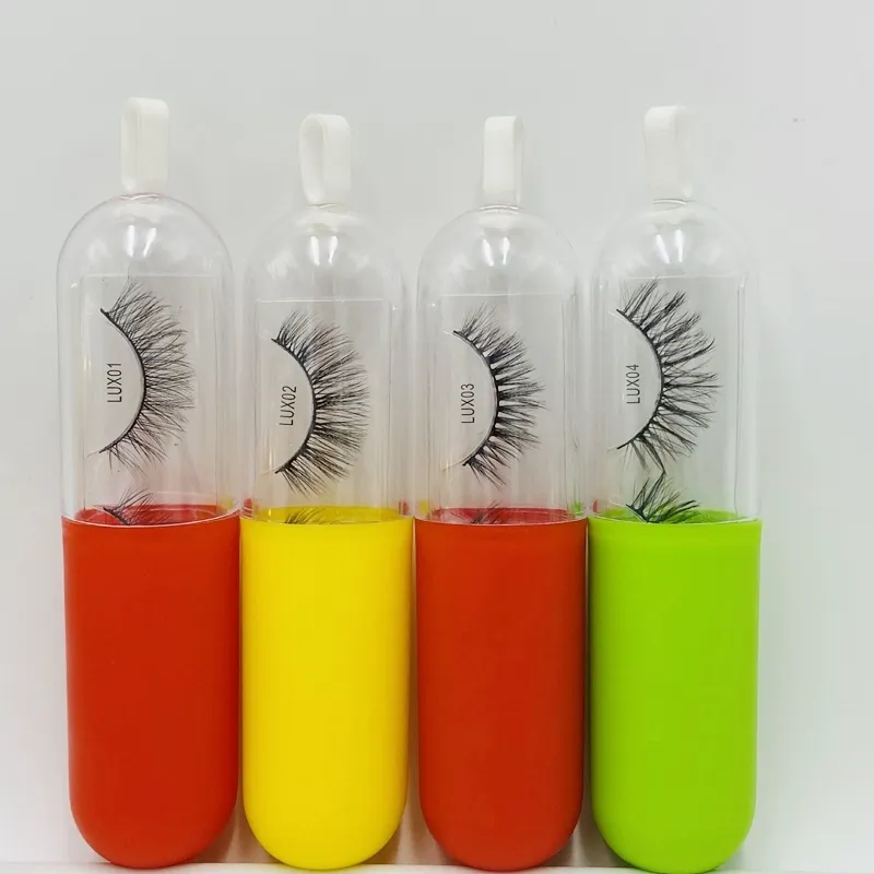 3D vison cils Capsule bouteille emballé faux cils doux naturel épais e/bouteille faux cils outils de maquillage