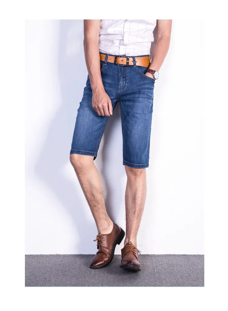 Brand Mens Summer Stretch Thin Quality Denim Jeans mâles Men Short Men Blue Denim Jean Shorts Big Taille 40 42 Nouveau 201111879209368982