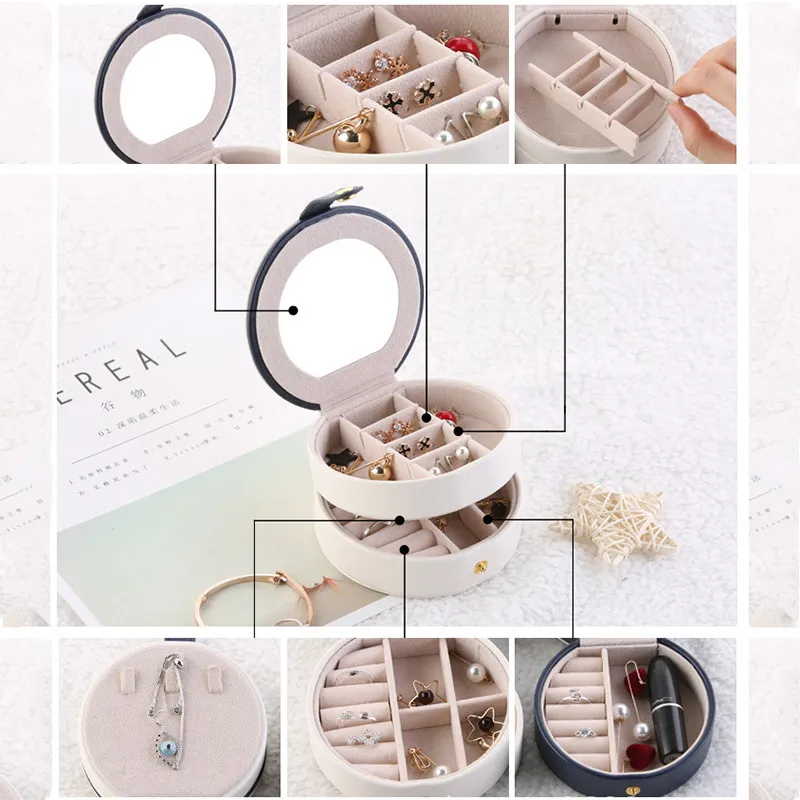 Ny smyckeslåda enkel liten smyckelagringslåda örhängen ring halsband förvaring fall resekosmetik skönhetsorganisatör container y226u