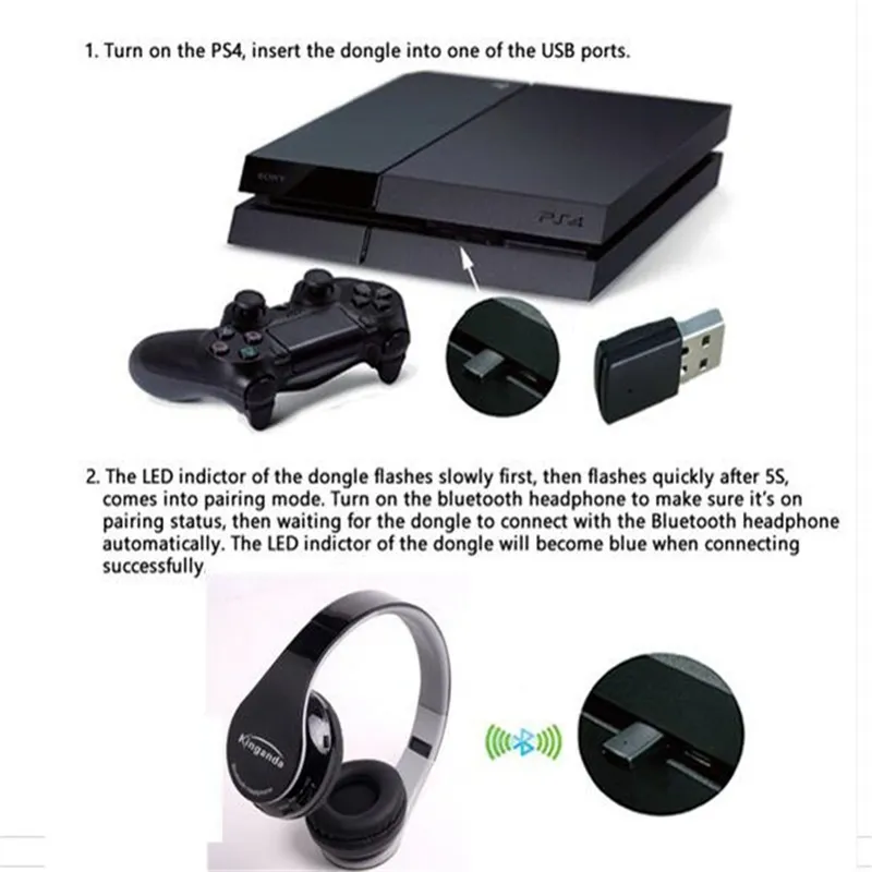 للحصول على بدلة محول بلوتوث PS4 لوحدة التحكم PS4 ، دعم سماعة رأس Bluetooth لـ PS4 Gamer Wireless Heads