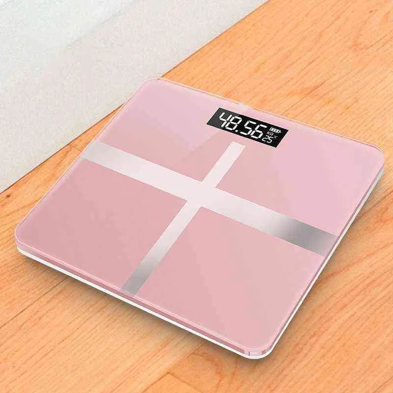 Rechargeable Weighing Scale Male and Female Usable Digital Weight Scale LCD Display Glass Smart Electronic Scale H1229