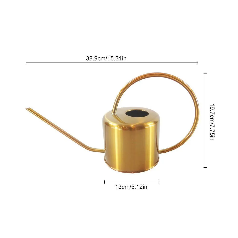 庭の散水缶ゴールデンステンレス鋼1300ml花を植えるためのハンドル付き小さな水筒ヨーロッパY200106