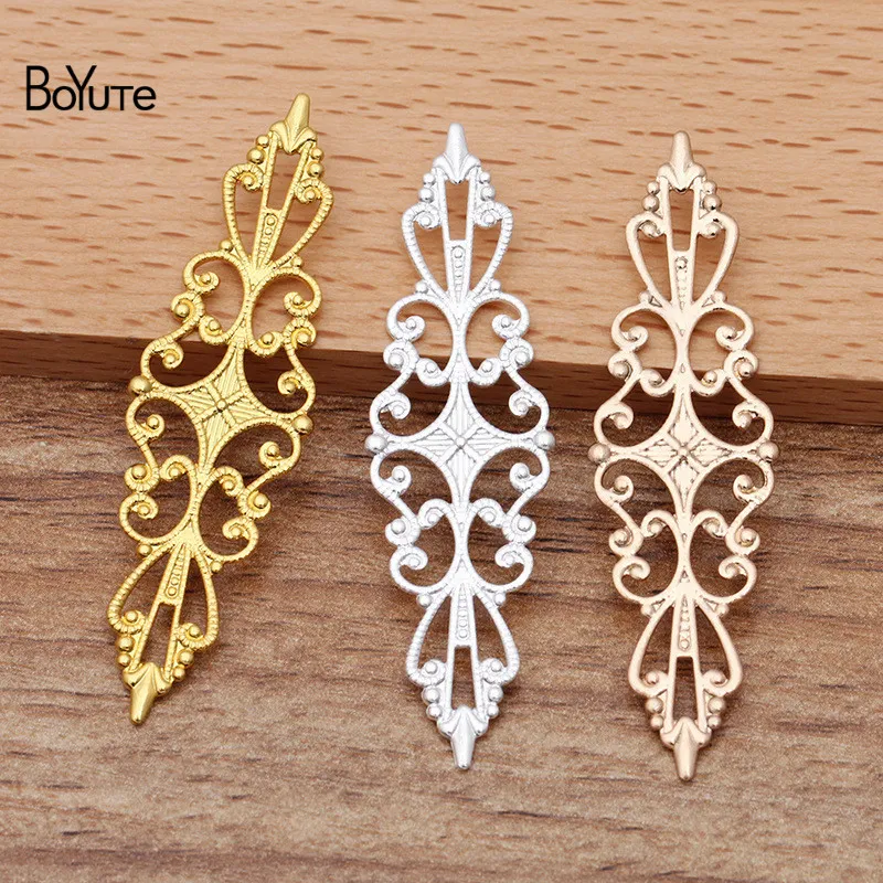 BoYuTe 15 57MM Metal Brass Stamping Filigree Flower Charm Hand Made DIY Charms for Jewelry Making227q