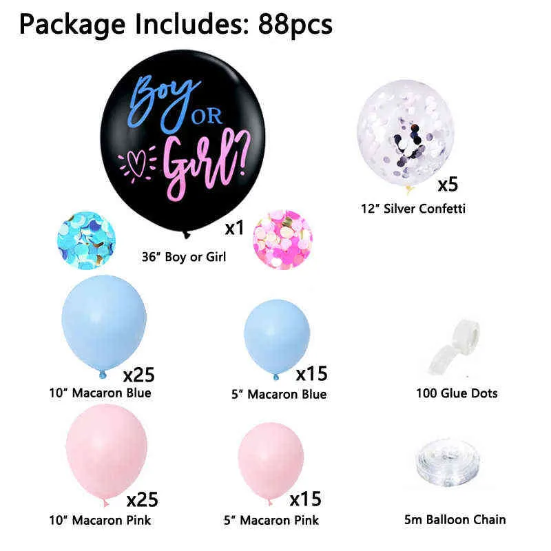 Gender Reveal Party Decoration Pastel Balloon Garland Blue Pink Macaron Ballon 36 Inch Boy Or Girl Balloon Supplies 211216