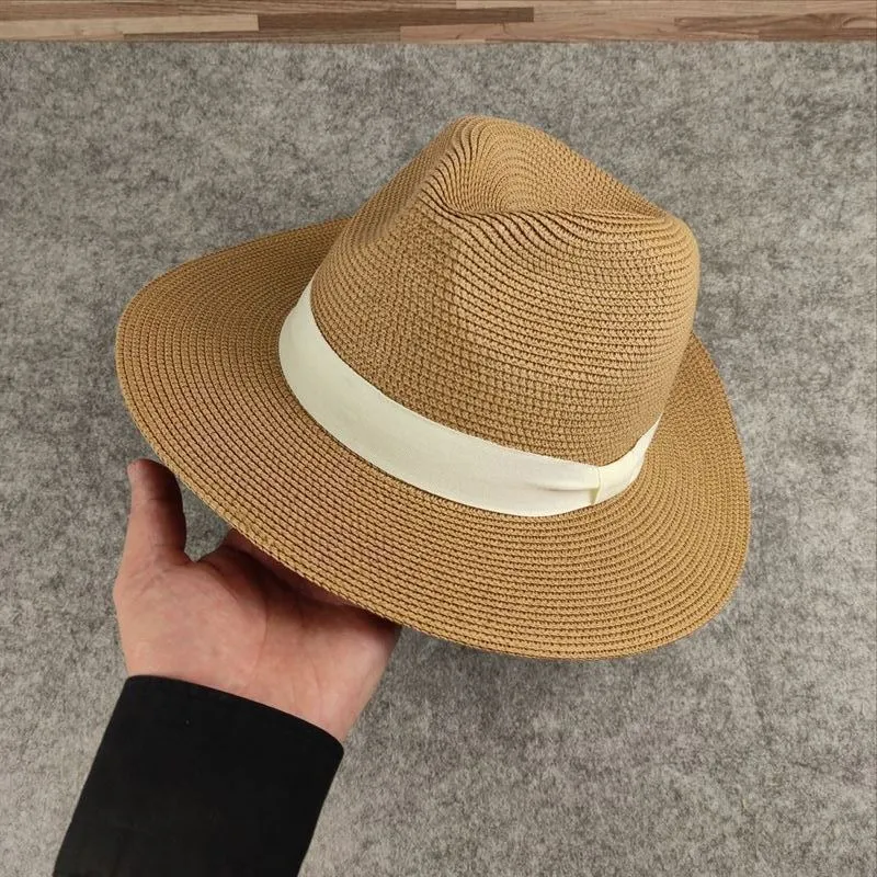 Plus taille hommes hat de paille plage oversize de soleil cape de soleil Lady Panama CAP grand taille chapeau seau grand taille fedora chapeau 5558cm 5960cm 6163cm 24319987965