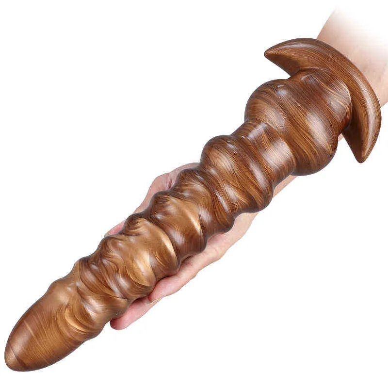 NXY Dildos anal Toys Amber Gold Thread Pagoda Backyard Plug Thre -Piece Set Male and Female Masturbation Device Soft Fun Expansion Adult Products 0225