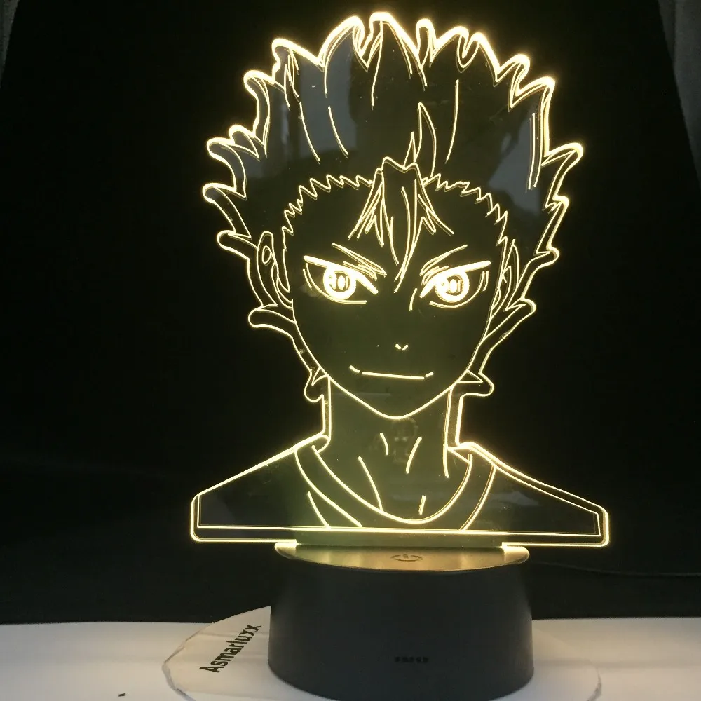 Haikyuu nishinoya yuu фигура для детской детская спальня декор ночной свет Rgb красочный стол светодиодный ночной свет манга 3d лампа аниме подарок 282n