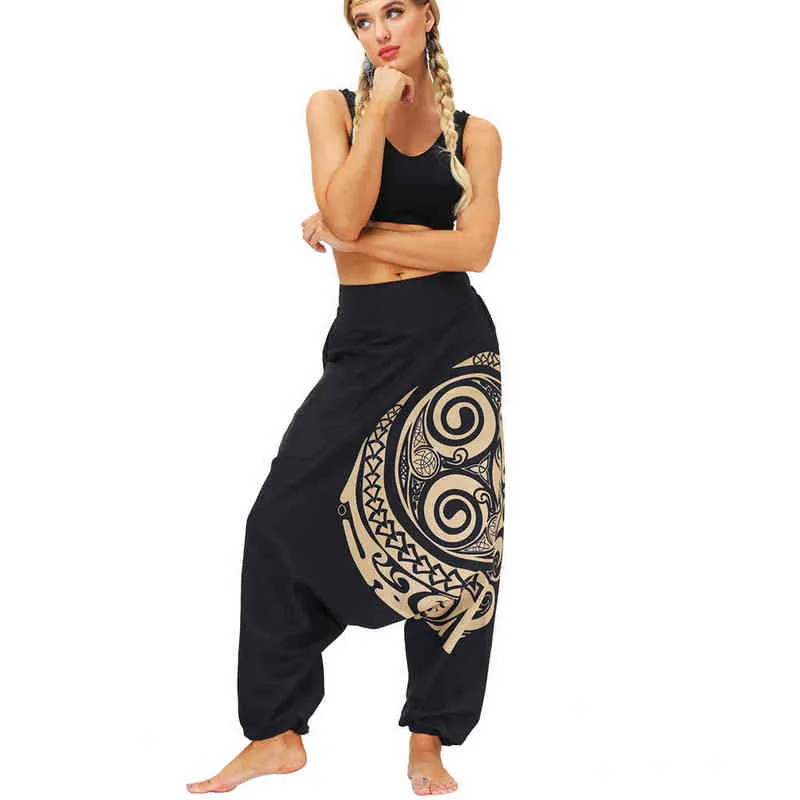 Pantaloni Harem Yoga Aladdin Boho Boho Gypsy Hippie larghi con fondo elastico in vita con fondo abbassato donne e uomini H1221