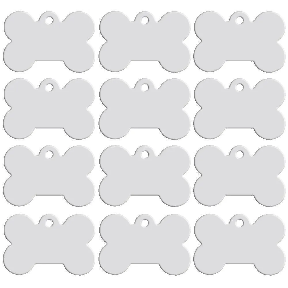 lot Aluminium Pet ID Tag Botvorm dubbelzijdig aangepaste gegraveerde hondenkatnaam Telefoonnummer Charm Personaliseerde Y200917